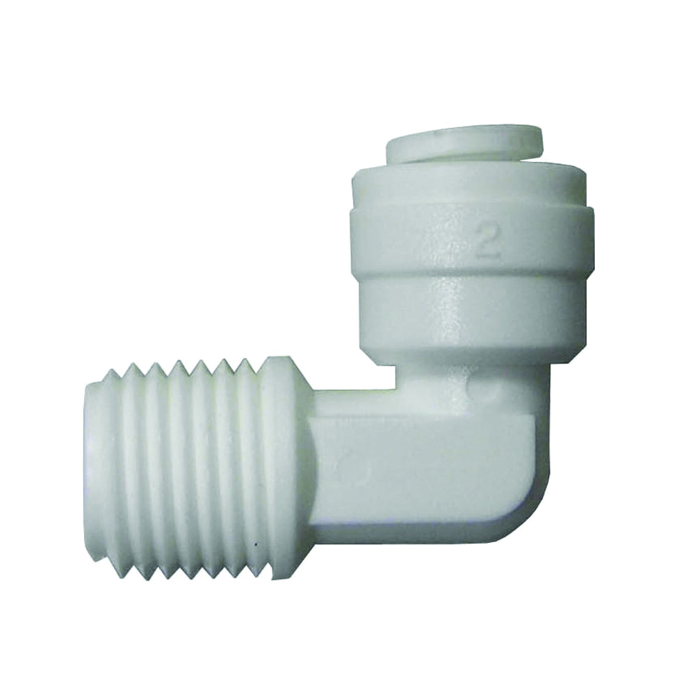 WATTS PL-3009 Tube Elbow, 1/4 in, 90 deg Angle, Plastic, 150 psi Pressure