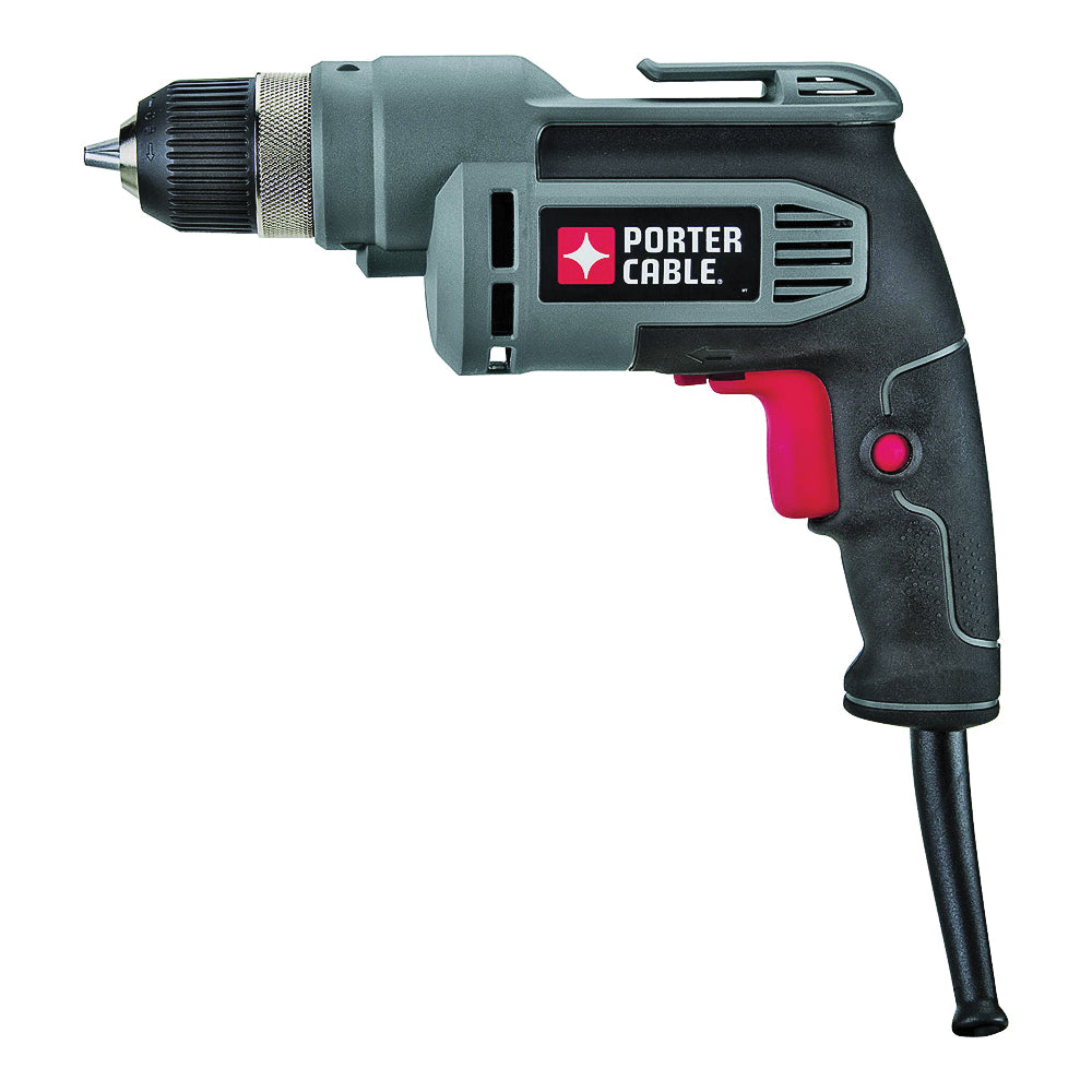 PORTER-CABLE PC600D Electric Drill, 6.5 A, 3/8 in Chuck, Keyless Chuck, 6 ft L Cord