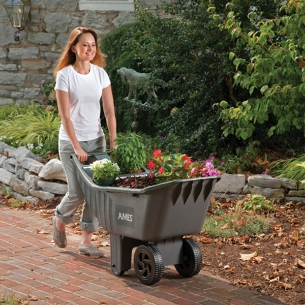 AMES 2463875 Lawn Cart, 32.5 in L x 12.14 in W x 17.26 in H Deck, Poly Deck, 2-Wheel