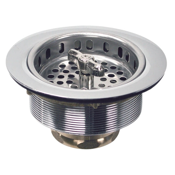 Danco 81077 Basket Strainer, 3-1/2 in Dia, Brass, Polished Stainless Steel, For: 3-1/2 in Drain Opening Sink