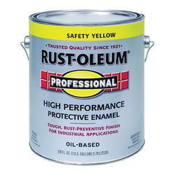 RUST-OLEUM 242258 Enamel Paint, Gloss, Safety Yellow, 1 gal, Can, Oil Base, Application: Brush, Roller, Spray