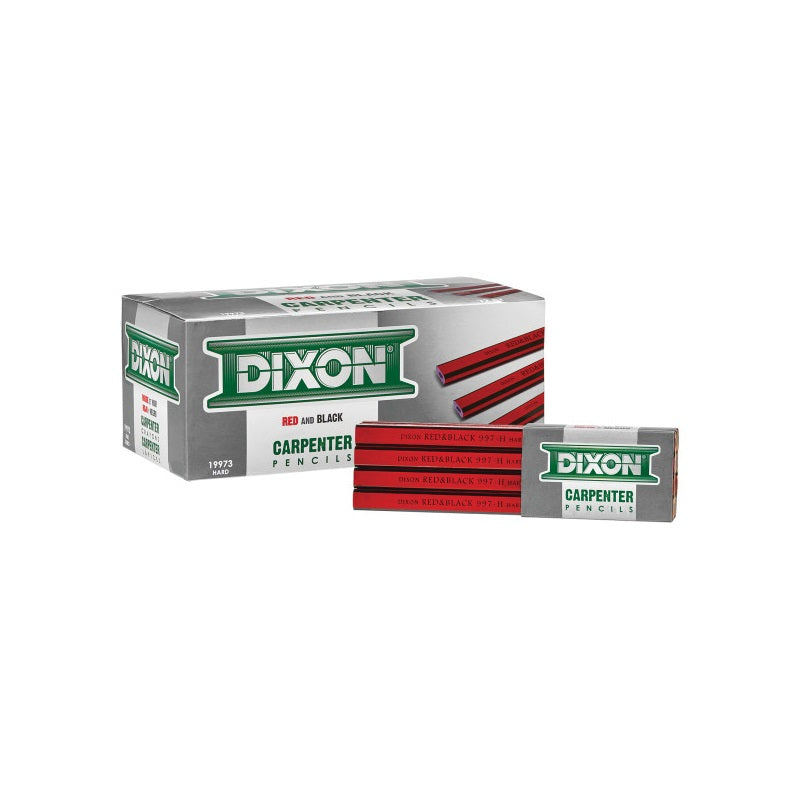 DIXON TICONDEROGA 19973 Carpenter Pencil, 7 in L, Wood Barrel, Black/Red Barrel
