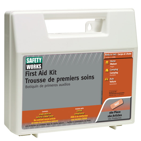 SAFETY WORKS 10049585 First Aid Kit, 160-Piece, Plastic