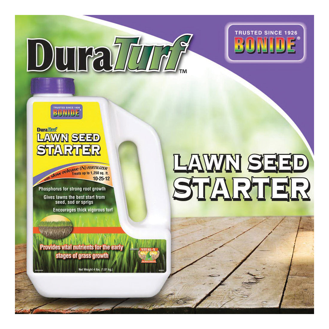 DuraTurf 60450 Lawn Seed Starter, 4 lb, Granular, 10-25-12 N-P-K Ratio