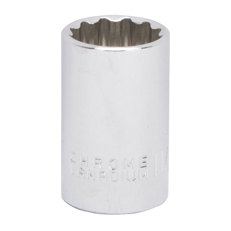 Vulcan MT6516926 Drive Socket, 11/16 in Socket, 1/2 in Drive, 12-Point, Chrome Vanadium Steel, Chrome