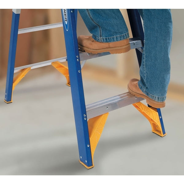 WERNER Old Blue OBCN06 Step Ladder, 6 ft H, Type IAA Duty Rating, Fiberglass, 375 lb