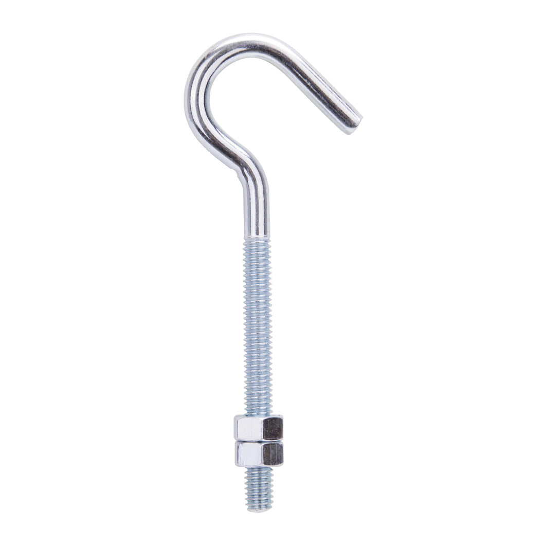 ProSource LR325 Hook Bolt, 7.8 mm Thread, 2-7/8 in L Thread, 5 in L, Steel, Zinc