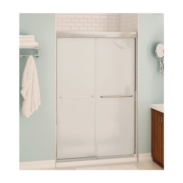 MAAX Aura 135663-900-305 Shower Door, Clear Glass, Tempered Glass, Semi Frame, 2-Panel, Glass, 1/4 in Glass