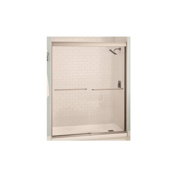 MAAX Aura 135665-900-305-00 Shower Door, Clear Glass, Tempered Glass, Semi Frame, 2-Panel, Glass, 1/4 in Glass