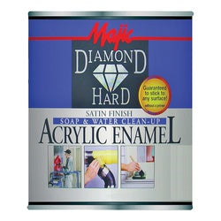 Majic Paints Diamondhard 8-1520 Series 8-1520-2 Enamel Paint, Satin, White, 1 qt, Can, Water Base