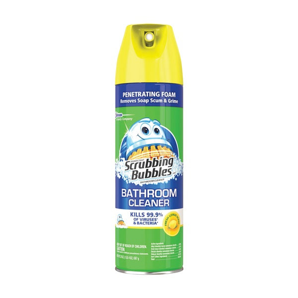 Scrubbing Bubbles 71362 Bathroom Cleaner, 22 oz Aerosol Can, Pleasant Lemon, Yellow