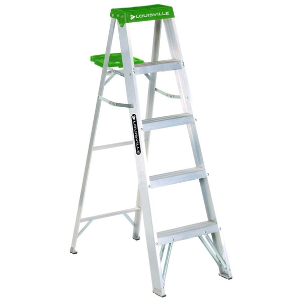 Louisville AS4005 Step Ladder, 5 ft H, Type II Duty Rating, Aluminum, 225 lb