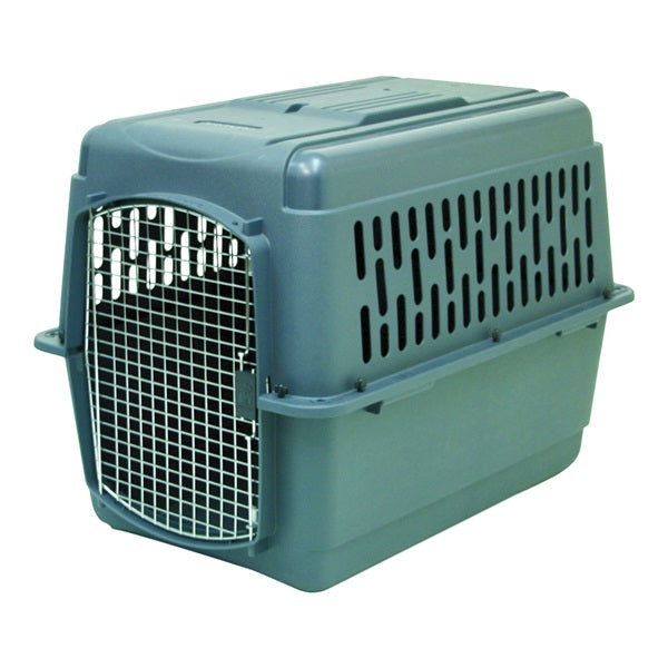 Aspenpet Pet Porter 21182 Pet Carrier, 32 in W, 22-1/2 in D, 24 in H, Plastic, Black/Dark Gray, Chrome