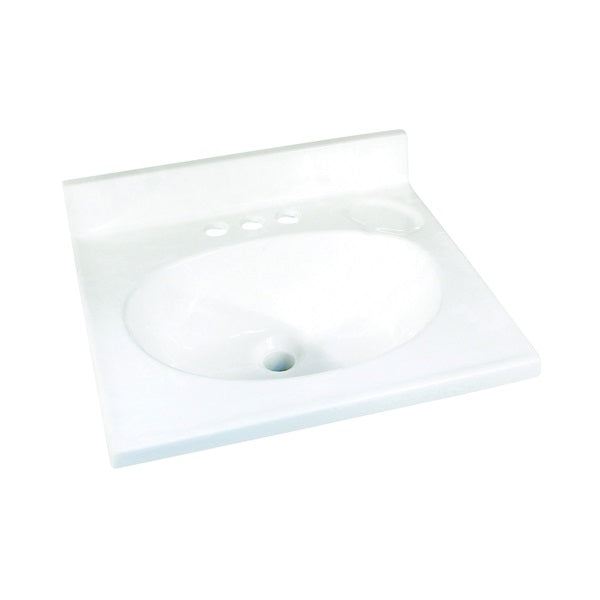 Foremost WS-1719 Vanity Top, 19 in OAL, 17 in OAW, Marble, Solid White, Countertop Edge