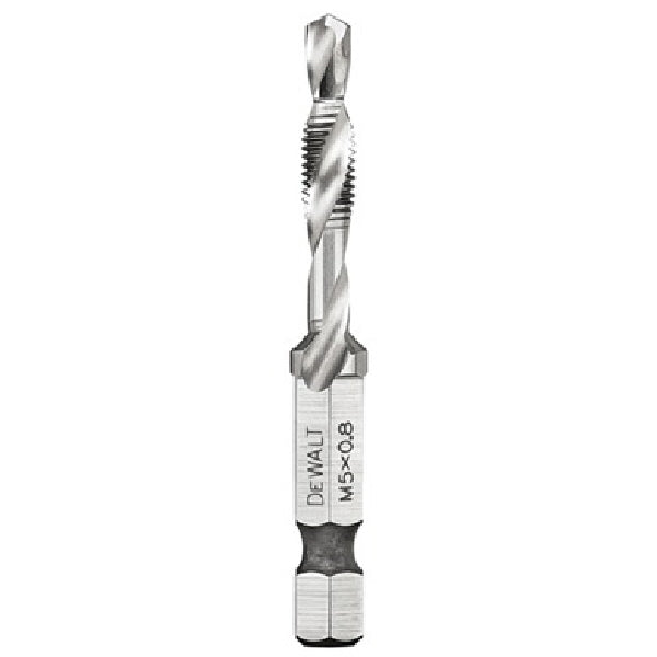 DeWALT IMPACT READY DWADTQTR5MM8 Tap and Drill Bit, 5 mm Dia, 3-Flute, Spiral Flute, HSS