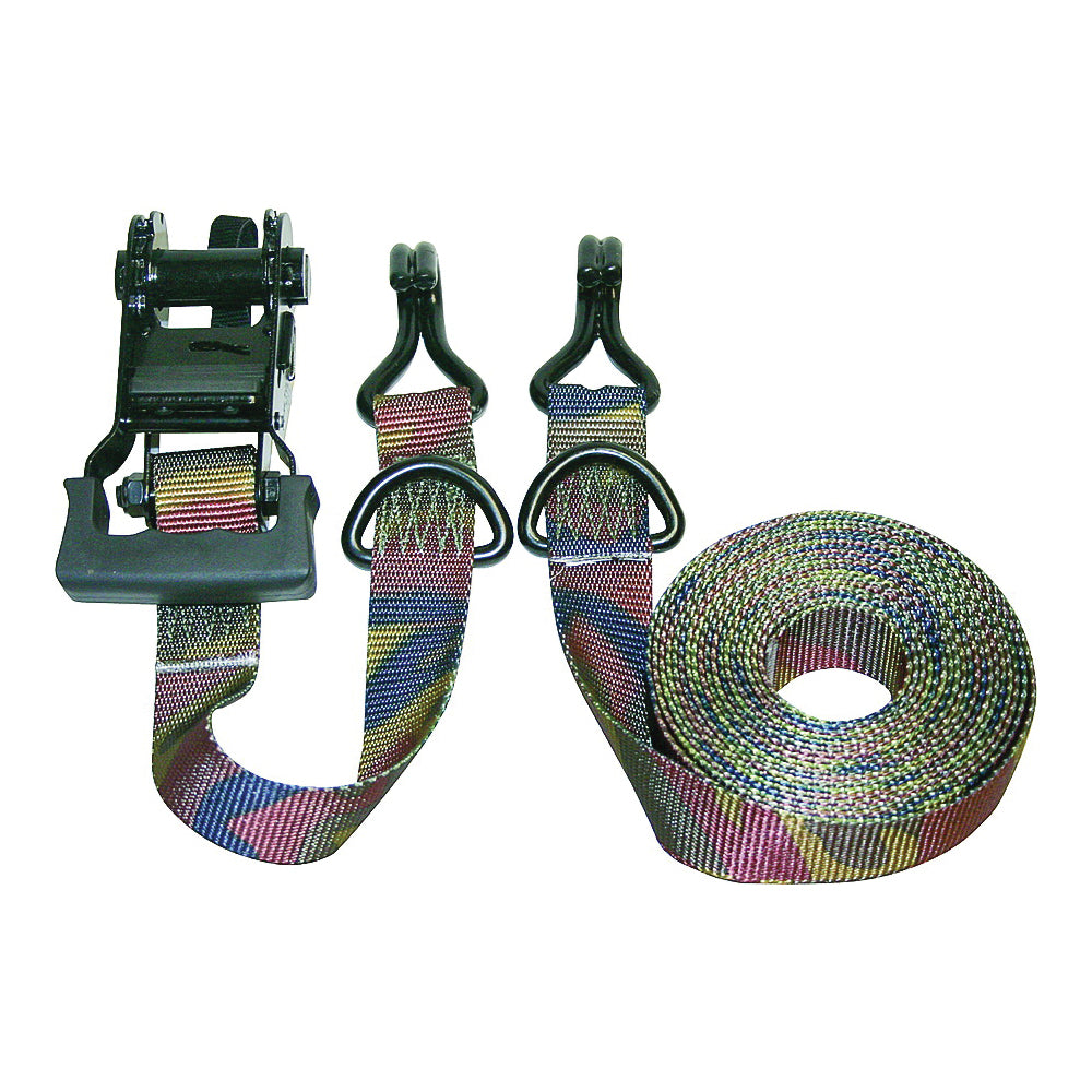 KEEPER 03548 Tie-Down, 1-1/4 in W, 16 ft L, Camouflage, 1000 lb, J-Hook End Fitting