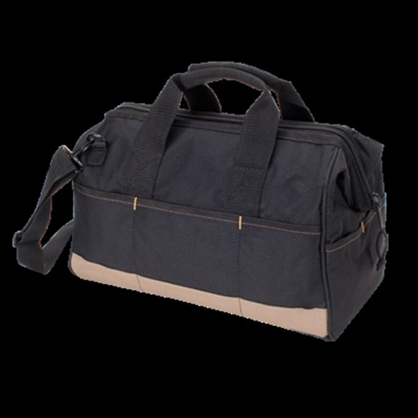 CLC Tool Works BIGMOUTH Series 1165 Tote Bag, 8-1/2 in W, 16 in D, 10 in H, 22-Pocket, Polyester, Black/Khaki