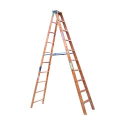 MICHIGAN LADDER 1311-10 Step Ladder, 10 ft H, Type I Duty Rating, Wood, 250 lb