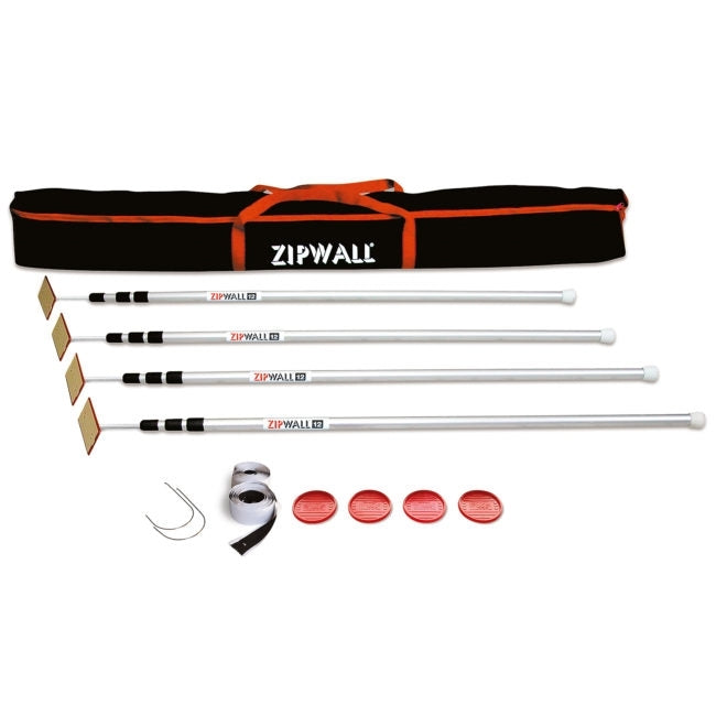 ZIPWALL SLP4 Dust Barrier Pole, Spring-Loaded, 12 ft L, Aluminum