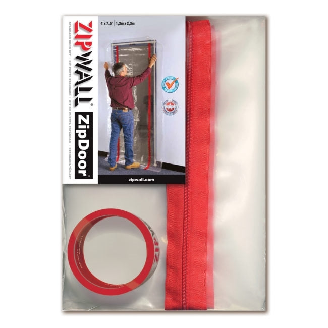 ZIPWALL ZipDoor ZDS Dust Containment Door Kit, Standard, 4 ft L, 7-1/2 ft W, Plastic