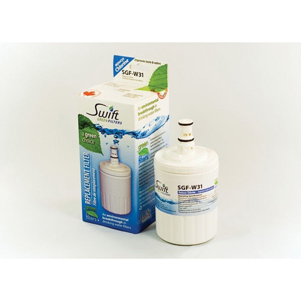 SWIFT GREEN FILTERS SGF-W31 Refrigerator Water Filter, 0.5 gpm, Coconut Shell Carbon Block Filter Media