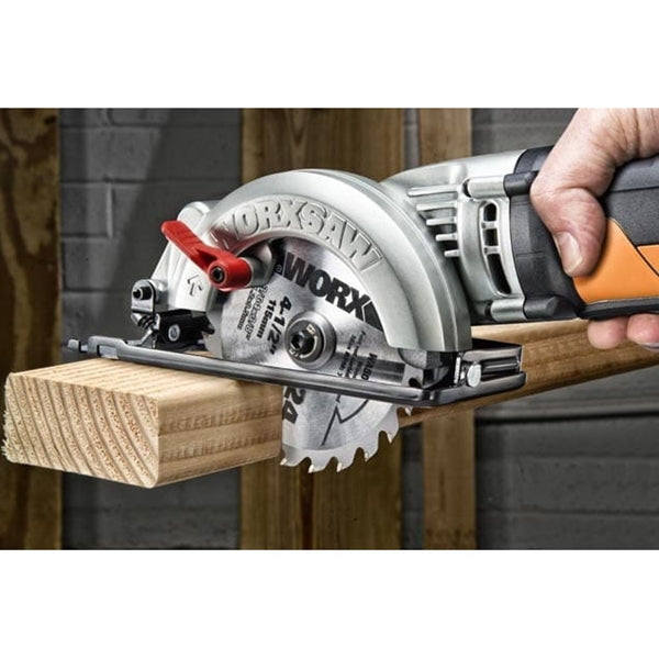 WORX WX429L Circular Saw, 4 A, 4-1/2 in Dia Blade, 1/2 in Arbor, 1.12 in at 45 deg, 1.68 in at 90 deg D Cutting