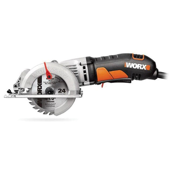 WORX WX429L Circular Saw, 4 A, 4-1/2 in Dia Blade, 1/2 in Arbor, 1.12 in at 45 deg, 1.68 in at 90 deg D Cutting