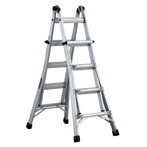 Louisville L-2098-17 Multi-Purpose Ladder, 9 to 15 ft Max Reach H, 16-Step, Type IA Duty Rating, Aluminum