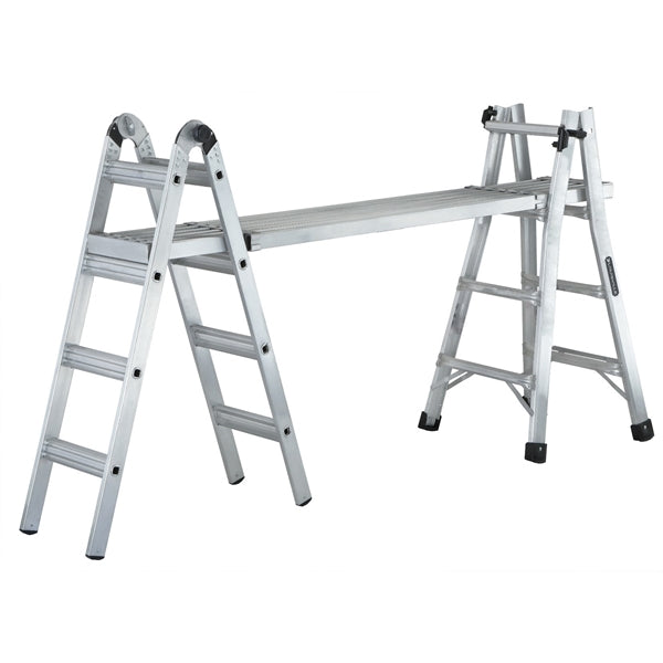 Louisville L-2098-17 Multi-Purpose Ladder, 9 to 15 ft Max Reach H, 16-Step, Type IA Duty Rating, Aluminum