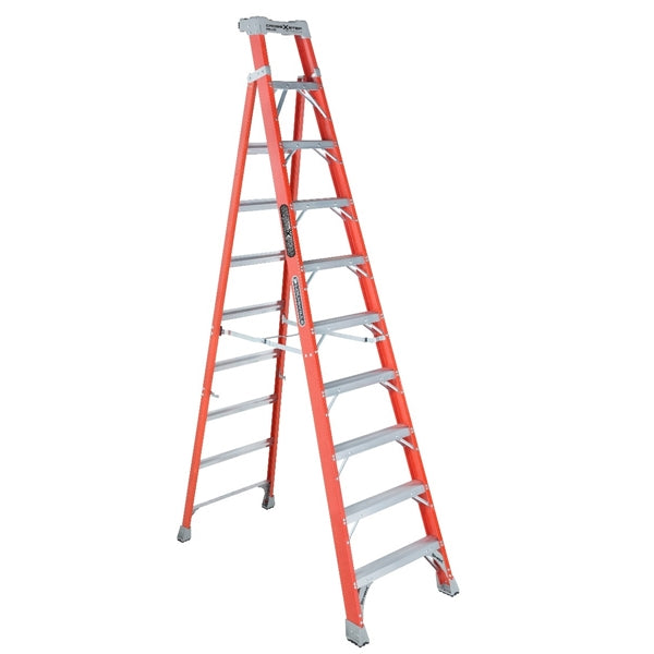 Louisville FXS1510 Cross Step Ladder, 10 ft H, Type IA Duty Rating, Fiberglass, 300 lb
