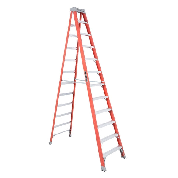 Louisville FS1512 Step Ladder, 12 ft H, Type IA Duty Rating, Fiberglass, 300 lb
