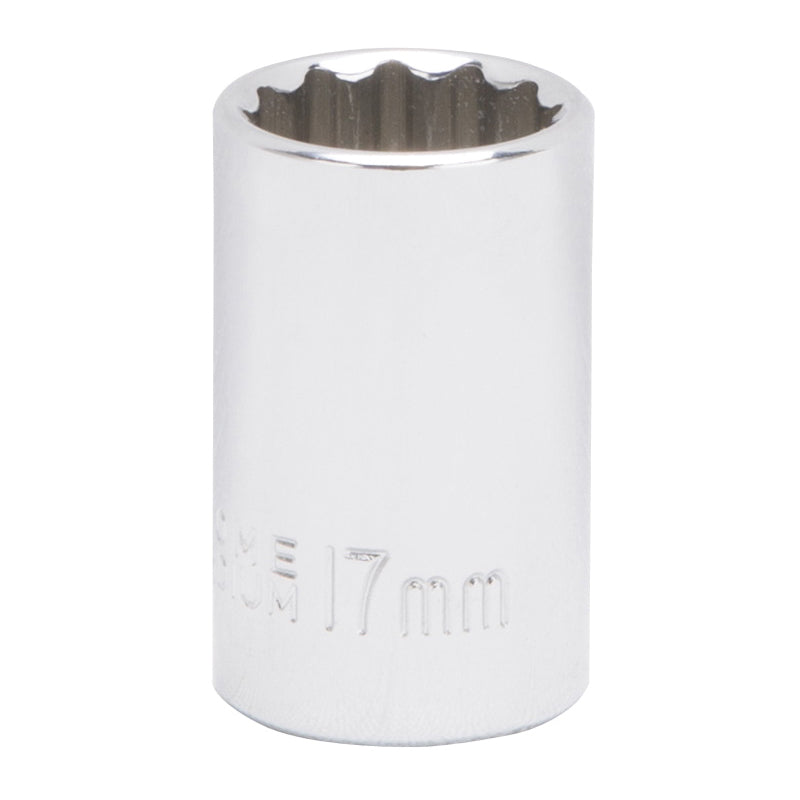 Vulcan MT6529911 Drive Socket, 17 mm Socket, 1/2 in Drive, 12-Point, Chrome Vanadium Steel, Chrome