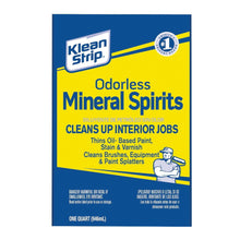 Load image into Gallery viewer, Klean Strip QKSP94005CA Mineral Spirit Thinner, Liquid, Aromatic Hydrocarbon, Clear, 1 qt, Can
