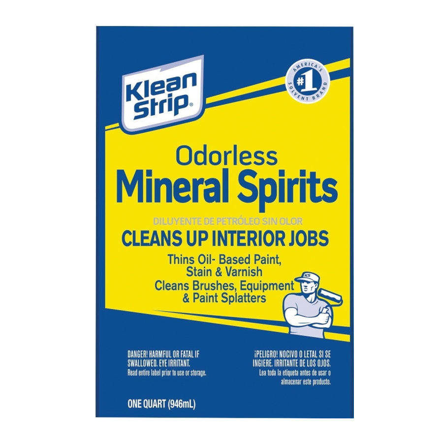 Klean Strip QKSP94005CA Mineral Spirit Thinner, Liquid, Aromatic Hydrocarbon, Clear, 1 qt, Can