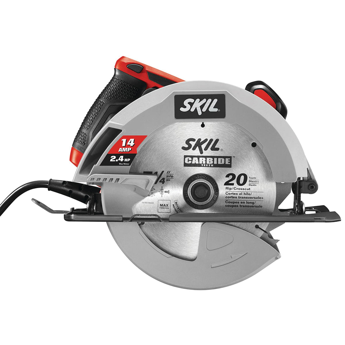 SKIL 5180-01 Circular Saw, 14 A, 7-1/4 in Dia Blade, 5/8 in Arbor, 1.93 in at 45 deg, 2.43 in at 90 deg D Cutting