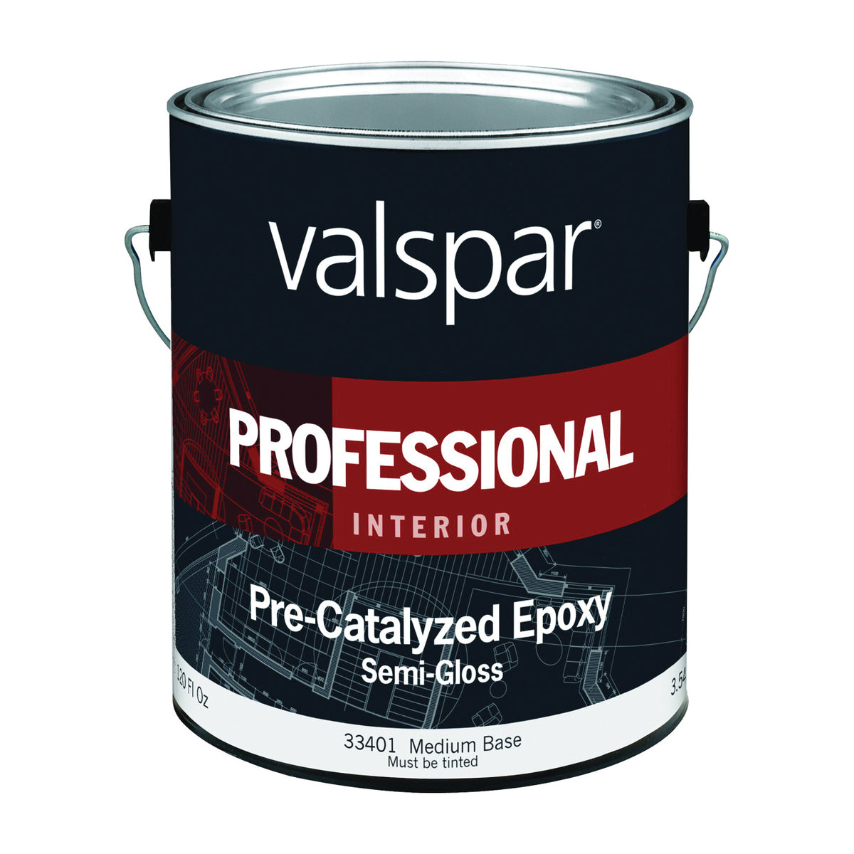 Valspar 045.0033401.007 Interior Paint, Semi-Gloss, Medium, 1 gal, Can, Epoxy Base, Resists: Scrub, Stain