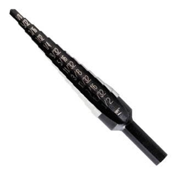 IRWIN Unibit 10235 Step Drill Bit, 1/4 to 1-3/8 in Dia, 3-1/8 in OAL, 1-Flute, 1/2 in Dia Shank, Hex Shank