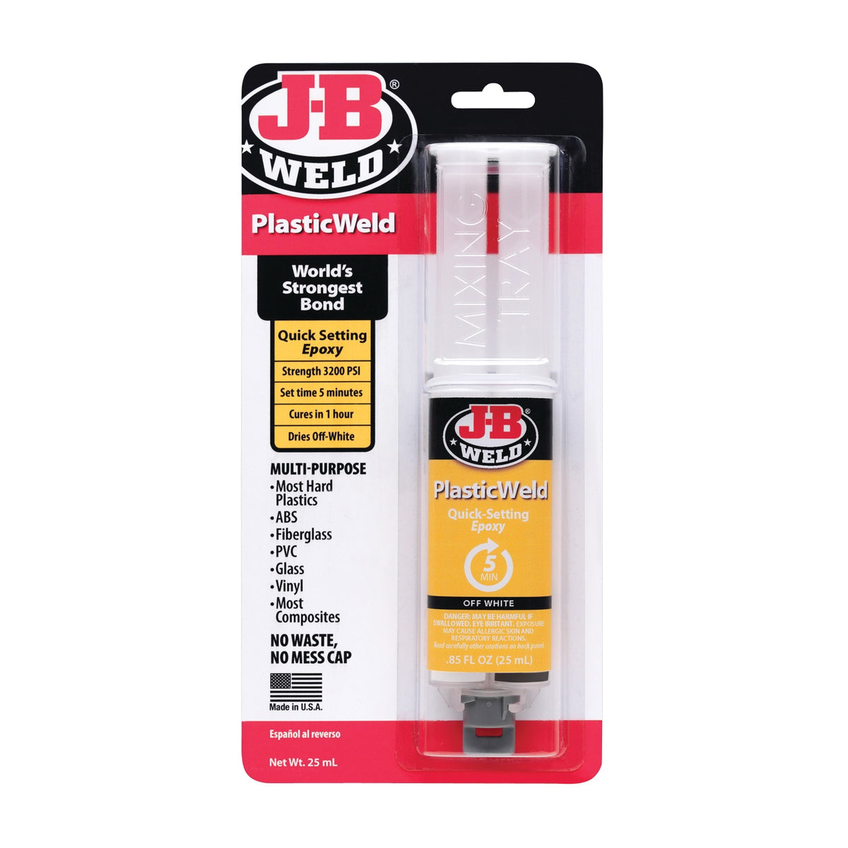 J-B WELD 50132 Epoxy Adhesive, Off-White, Liquid, 25 mL Syringe