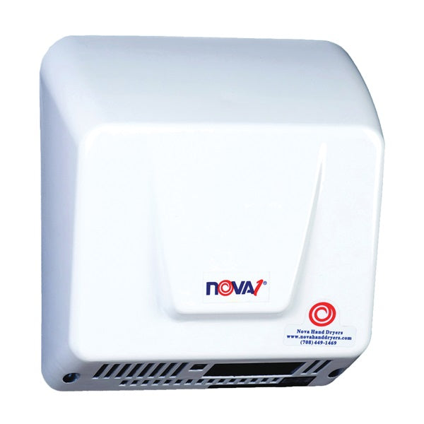 WORLD DRYER NOVA 1 083000000 Hand Dryer, 110/240 V, 1000 to 1700 W, 88 cfm Air, Aluminum, White