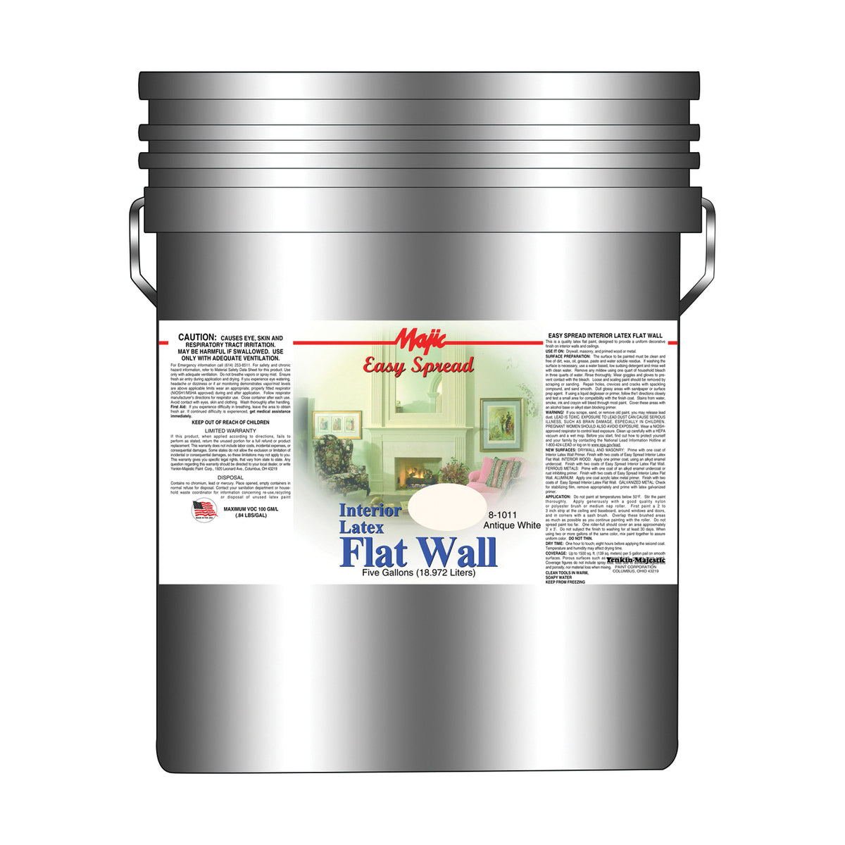 Majic Paints 8-1011-5 Interior Paint, Flat, Antique White, 5 gal, Pail, Latex Base