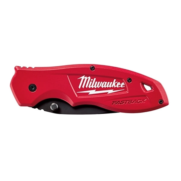 Milwaukee FASTBACK Series 48-22-1530 Utility Knife, 3 in L Blade, Stainless Steel Blade, Contour-Grip Handle, Red Handle