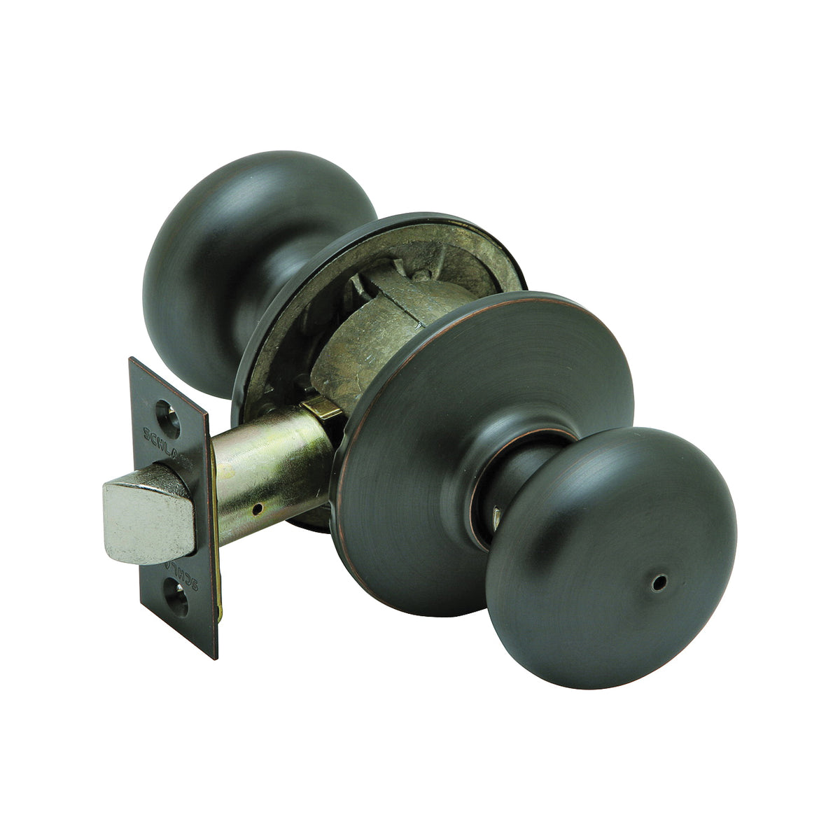 Schlage Plymouth Series F40 PLY716 Privacy Door Knob, Brass, Aged Bronze