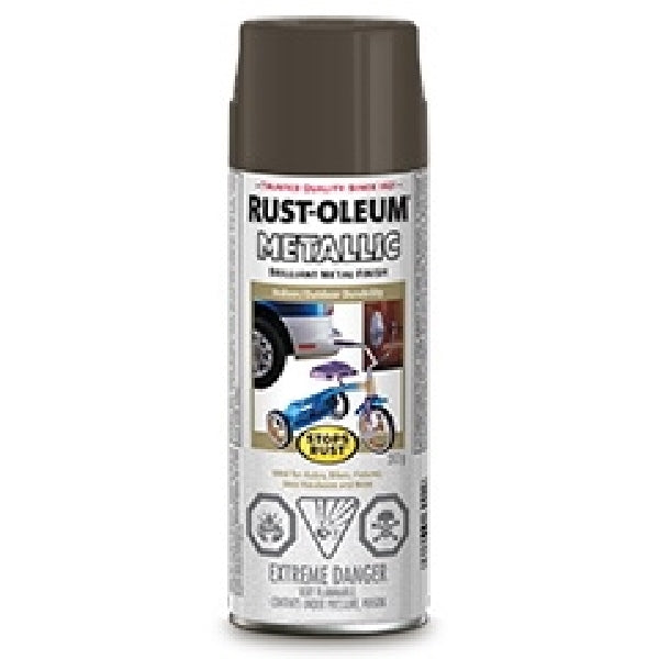 RUST-OLEUM STOPS RUST 242692 Spray Paint, Brilliant Metallic, Dark Bronze, 312 g, Aerosol Can