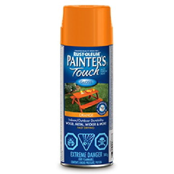 RUST-OLEUM PAINTER'S Touch N1953830 Brush-On Paint, Gloss, Orange, 340 g, Aerosol Can