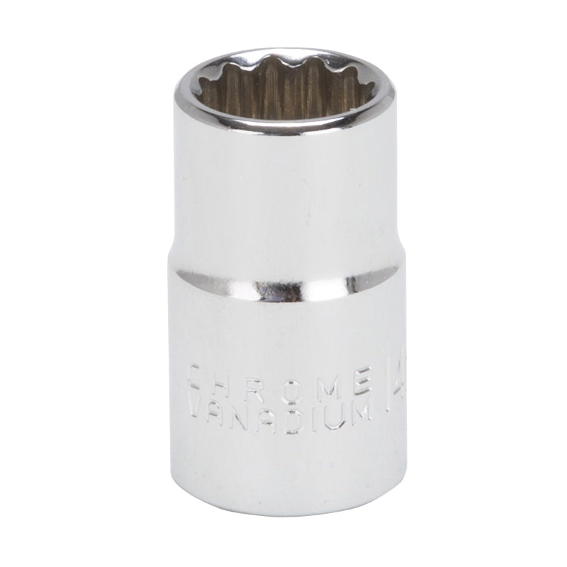 Vulcan MT6529457 Drive Socket, 14 mm Socket, 1/2 in Drive, 12-Point, Chrome Vanadium Steel, Chrome