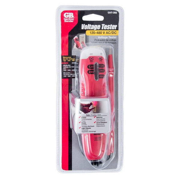 GB GVT-392 Solenoid Tester, 120 to 480 VAC, 120 to 240 VDC, Neondicator Display, Functions: Voltage, Red