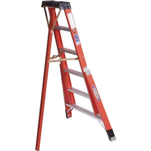 WERNER FTP6200 Series FTP6208 Tripod Ladder, 8 ft H, Type IA Duty Rating, Fiberglass, 300 lb
