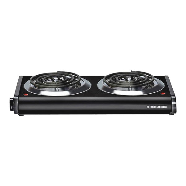 Black+Decker DB1002B Buffet Range, 500/1000 W, 2-Burner, Knob Control, 2-Control, Metal, Black