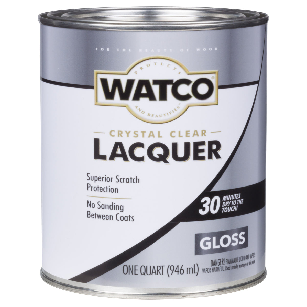 WATCO 63041 Lacquer Clear Wood Finish, Gloss, Liquid, Clear, 1 qt, Can