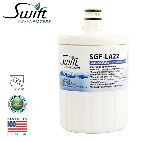SWIFT GREEN FILTERS SGF-LA22 Refrigerator Water Filter, 0.5 gpm, Coconut Shell Carbon Block Filter Media